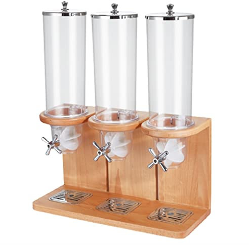 SYXL Dispensador de Cereales de Madera Maciza, Fabricante de harina de Avena Dispensador de Alimentos Secos Avena de la Avena, Frijoles Cocina, Hogar Duradero (Color : Beech, tamaño : Triple)
