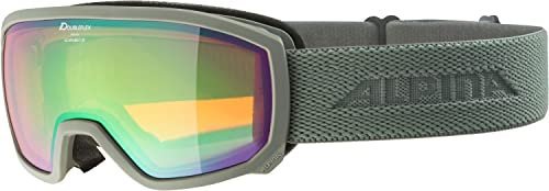 ALPINA SCARABEO JR. Q-LITE - Verspiegelte, Kontrastverstärkende OTG Skibrille Mit 100% UV-Schutz Für Kinder, moon-grey matt, One Size
