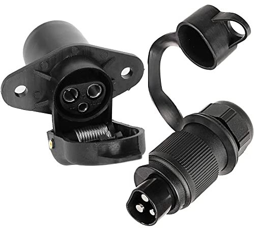 DARKGUARD Enchufe 3pines Tractor y Zócalo 3pines Tractor 12v 24v,DIN 9680,Impermeable,Enchufe 3 Pines Macho Hembra 12v,Enchufe y Zócalo 3Pines para Agrícola Camión AutosBarco(Enchufe y Zócalo K1S21)