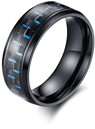 Ring Edelstahl Herren Blau, Ring Frau 57 (18.1) Männer Ring Blau Kohlenstoff Faser Schmuck Ring