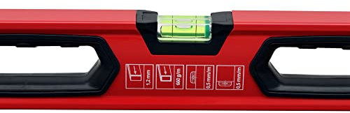 HAUSHALT Wasserwaage 1000 mm, mit 3 Libellen und ergonomischen gummierten Griff, 0,64 kg, rot, JYC-2015A_1000 (000040071171)
