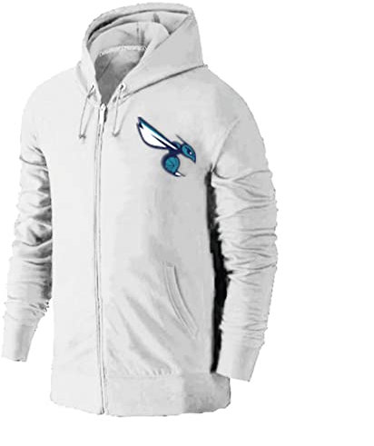 Maglione con Cappuccio Uomo Casual NBA Basketball Clothing Hornets Hoodies Uomo Sports Long Sleeve Casual Zipper Cardigan,L