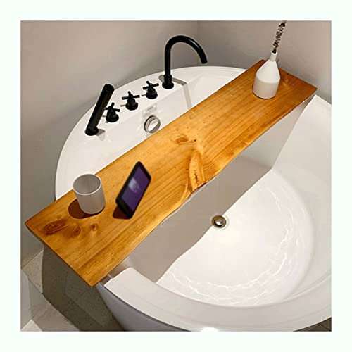 Badewannen-Caddy-Tablett, wasserdichtes Massivholz-Badewannen-Aufbewahrungsregal für Zuhause, Caddy-Wanne-Halter für Buch, Lesetablett, Weinglas, 5 cm dick, leicht zu reinigen (Size : 100x30cm) (One