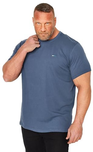 BadRhino Big & Tall Core Essential Everyday Tee Crew Neck Short Sleeve T-Shirt Top - Men's Longer Length 100% Cotton - M to 8XL Mid Blue 4XL