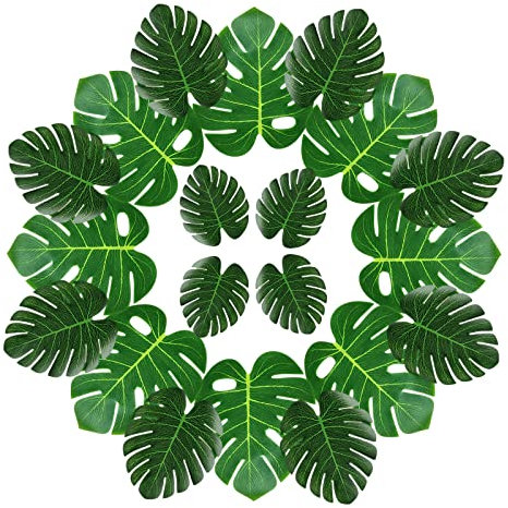 ACONDE 48 Stück Künstlich Palmenblätter, Tropische Blätter, Monstera Blätter, für Büro, Küche, Garten, Wanddekoration, Hochzeit, Party