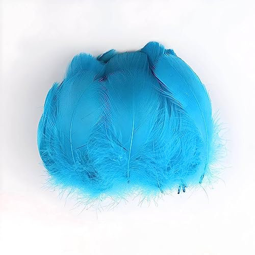 Gänsefedern Türkis hell 7-12cm - 100 Stück (5g) - Hochwertige, Flauschige & Natürliche Federn für Basteln, Dekoration, DIY Projekte, Traumfänger, Schmuckherstellung & Mehr