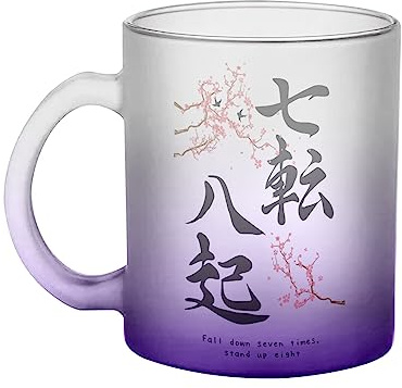 Fabulous Mug en Verre Violet - Proverbe Fall Down Japon Asie Culture Sakura