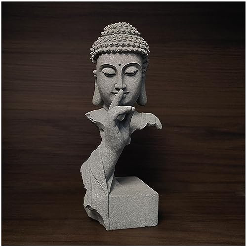 livelyfish Meditierende Buddha-Statue, Zen-Gartenstatuen, Sandstein, Denker, Buddha-Skulptur, Figur für Aquarium, Heimdekoration, Geschenk (mittel)