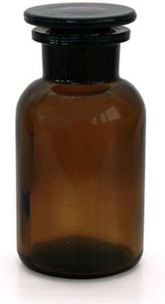 Lot de 3 bouteilles d'apothicaire 250 ml – Couleur : marron – Avec bouchon en verre – Bouteilles de pharmacie en verre à bouchon large Bouteille de laboratoire Bouteille