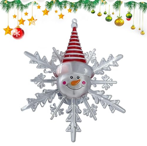 Luckxing Weihnachts- -, Weihnachtsnachtlicht mit starkem Saugnapf, Schneeflocke dekoratives Retro-Weihnachtsnachtlicht, LED bunt langsam blinkend