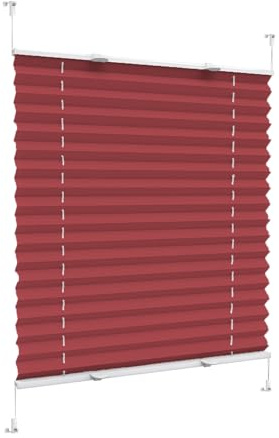 Plissee ohne Bohren Klemmfix, 80 x 120 cm Sicht- und Sonnenschutz, Rollo Plise Plisee Plisse ohne Bohren zum Kleben, für Fenster & Balkontür, Rot