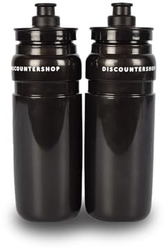 Juego de 2 Botellas de Agua Plástico Negro I 750 ml Bicicleta Bidon I Unisex Botella Beber