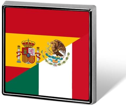 Broche cuadrado personalizado con la bandera de España y México para solapa y corbata, accesorios de vestir, boda, cumpleaños, para hombres y mujeres, Square, Metal