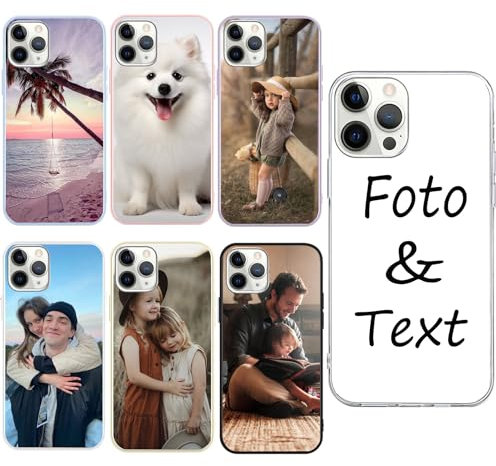 Personalisierte Handyhülle kompatibel mit iPhone 15 Hülle Personalisierte, mit Eigenem Foto Bild Text Individuelle Schutzhülle Transparent Silikon Handyhülle Selbst Gestalten Text Custom Case