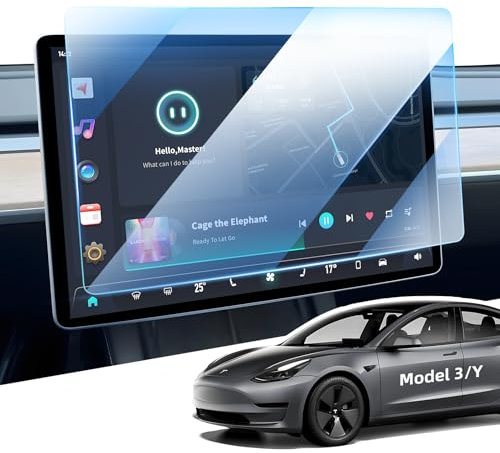 LANGBEAN Film de Protection d'écran pour Tesla Model Y 2020-2024 Model 3 2018-2023, 9H Protecteur Écran en Verre Trempé Anti-Trace de Doigt, 15 Navigateur Accessoires Protecteur Ecran Anti-Rayure