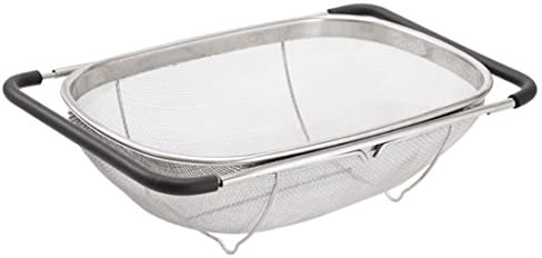 Colino per riso da lavello a maglia fine in acciaio inox con manico per lavello da cucina S