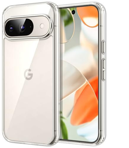 JETech Hülle für Google Pixel 9/9 Pro 2024, Nie Vergilbung Stoßfest Handyhülle, Anti-Kratzt Harte PC Rückseite Schutzhülle (Durchsichtig)