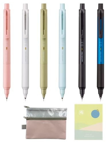 Uni Kuru Toga KS Mechanical Pencil | 0.3mm | 6-Farben-Set,Hergestellt in Japan,Mitsubishi-Bleistift,Mit Stiftetui und japanischem Umschlag im traditionellen Stil