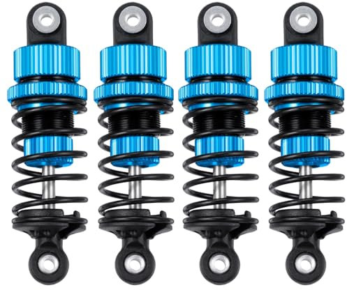 Runup RC 4-teiliges Stoßdämpfer Set, Verstellbares Stoßdämpfer-Dämpfer-Set RC Dämpfer aus Aluminiumlegierung für 1/10 RC TT‑02, Blau(55mm)