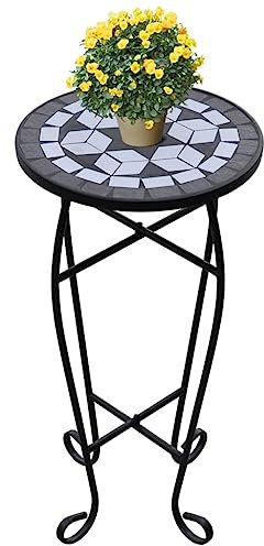 Lawn & Garden Table d'appoint en mosaïque pour plantes Noir/blanc