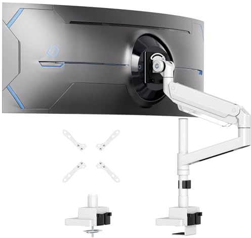 24-57 Ultrawide Monitor-Arm Desk Mount, Heavy Duty Height Adjustable Monitor Mount w/Pole Holds up to 59.4 lbs, VESA 75/100/200 mm