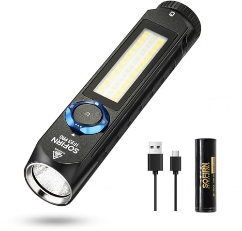 Sofirn IF23Pro Led Torch Rechargeable Torch 5000 Lumen Super Bright RGB LED Flashlight with Magnetic Base, Two Switches, for Outdoor Emergency Camping