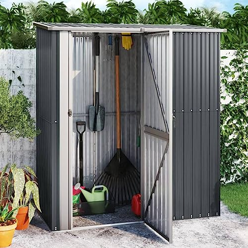 Metall Gerätehaus Gartenhaus Geräteschuppen Gartenschuppen Outdoor Geräteschrank, Anthrazit 180,5x97x209,5 cm