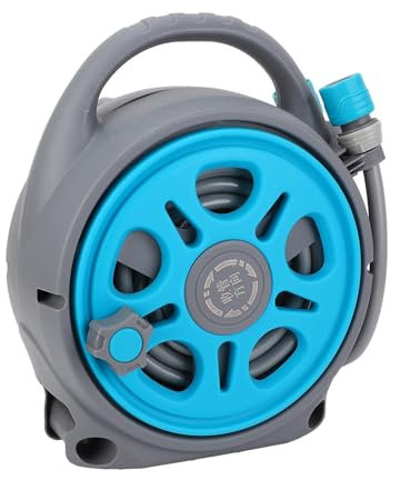 Hose Reels for Outside, Wall Mounted Hose Reel, Retractable Garden Hose with 7 Function, Hose Reel Wall Mount with Any Length Lock (16m)