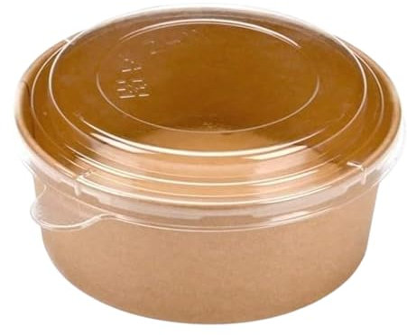Terryshop74 Lot de 25 bols en papier pour pokè, saladier en papier kraft 4 tailles disponibles (Kraft saladier, 1300 ml)