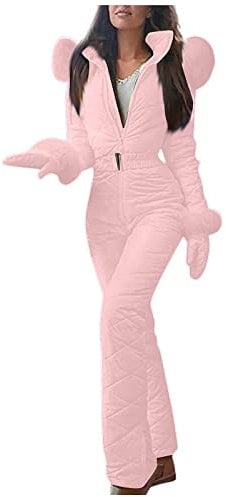 FUPODD Schneeanzug Damen Einteiler Skianzug Skioverall Elegant Skibekleidung Gefüttert Skianzug Frauen Snowboard Set Thermo Set Damen Thermo Jumpsuit Thermoanzug Onesie Ski Kleidung Wasserdicht