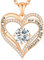 Collier Femme Coeur Collier Pendentif Pierre de Naissance pour Bijoux Cadeau Fête des NoëL Anniversaire Graduation Maman Fête des Mères (Cuivre, Or Rose 04)