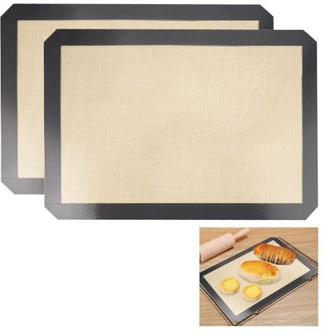 2 Piezas Tapete de Silicona para Hornear 42x29.5cm Tapete Silicona Horno Reutilizable, Alfombrilla de Silicona para Hornear, Antiadherente Tapete de Silicona Horno para Pizza, Galletas, Fondant