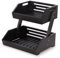 woodluv Storage Basket 2 Tier, Fruit Vegetable Rack, Display Rack, Organiser for Home, Kitchen or Office, Spice Jar Holder, Storage Rack, Fruit Stand for Kitchen, Bathroom Storage, Black