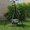 Brasero de camping portable avec trépied réglable en hauteur en acier inoxydable et barbecue au charbon de bois, chauffage haut pour feu de camp, grille de cuisson et barbecue (noir)