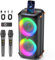 Karaoke Machine with 2 Wireless Microphones, Portable Bluetooth Karaoke Speaker for Adults, Big Party PA System with Dicso Lights & Dual 6.5 Stage Subwoofers for Home Outdoor (300W)