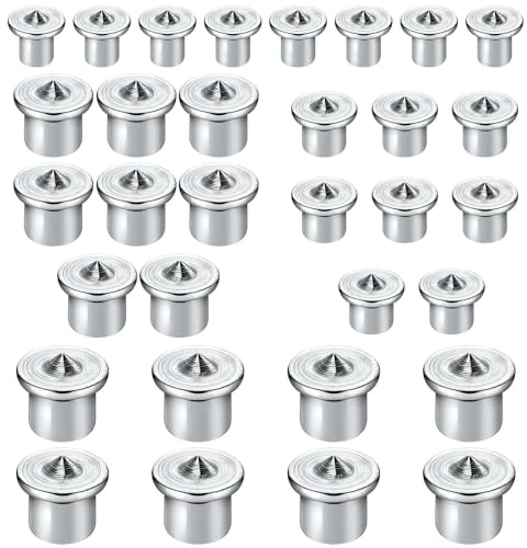 AUTUUCKEE 32 Pcs Dowel Pins, Stainless Steel, Silver, Cylindrical, 6mm, 8mm, 10mm, 12mm, Woodworking Alignment Tool, Dowel Joint Drilling Kit