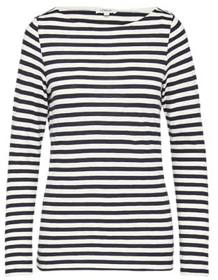 s.Oliver Geringeltes Langarmshirt aus Flammgarn mit U-Boot-Ausschnitt Navy 46