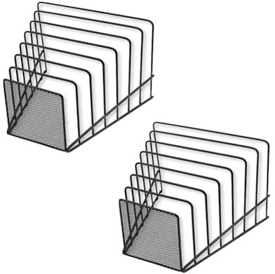 Fnfhsa 2 Pack Multi Step File Organizer Incline Desktop File Sorter Metal Wire Mesh Step File Letter Sorter, 7 Sections