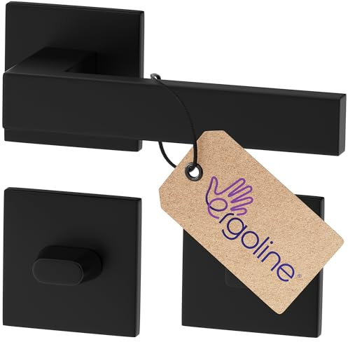 ERGO line Design moderne, poignée de porte noire CUBE, pour les portes de salle de bains, la silhouette ultra-fine, poignée carrée noire mate, garnitures de porte, poignée