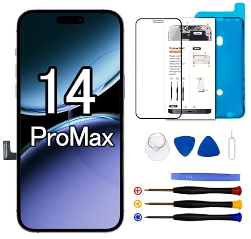 Display für iPhone 14 Pro Max, 6.7 Bildschirm für iPhone 14 ProMax Full HD 3D Touch Digitizer, Display Reparaturset für iPhone 14 Pro Max(A2894, A2651, A2893, A2896, A2895) mit Reparatur-Werkzeug-Set
