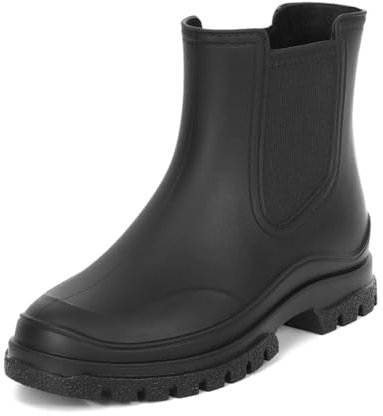 HomKuch Stivali da pioggia corti da donna Scarpe da giardino impermeabili Stivali Chelsea di gomma Scarpe da pioggia antiscivolo
