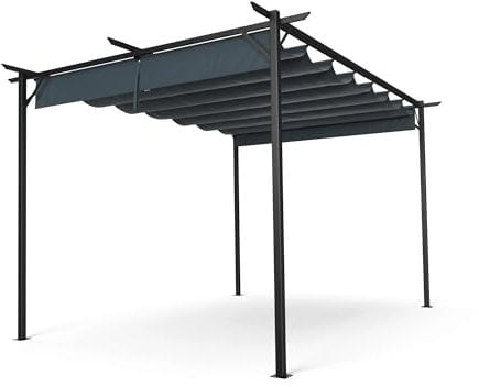 blumfeldt Pergola 3x4 m, Wetterfestes Polyesterdach & Pulverbeschichteter Stahlrahmen, Ganzjährig Nutzbar, Einfache Montage, Stabiler Schutz Für Garten & Terrasse