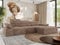 MKS MEBLE Ecksofa mit relaxfunktion elektrisch, Sofa L-Form - Rilasso - Braun Cord Rechts