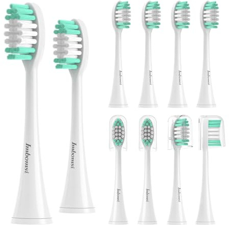 Imbomsi Replacement Toothbrush Heads Compatible with Aquasonic Black Series,Vibe Series and Duo Series Pro - The Nemesis of Dental Plaque, Smoke Stains, and Coffee Stains,White,10 Pack