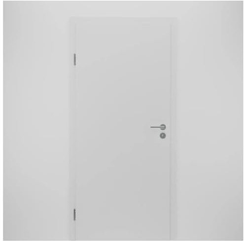 HORI Wohnungseingangstür mit Schallschutz Weiß RAL9016 glatt - DIN A4 links/rechts - massive Vollspan-Mittellage - Designkante & Profilzylinderschloss - ohne Rahmenteile -860 x 1985 x 40MM