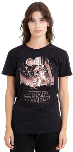 Star Wars Women's Pink Vintage Poster Ladies T Shirt, Black