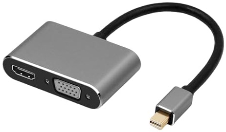 KAQNTUD Adaptador de doble salida a HDMI VGA 4K1080P Convertidores de aluminio para ordenadores portátiles, monitores, proyectores a HDMI, adaptador VGA