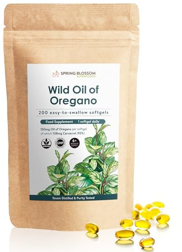 200x Oregano Oil Softgels 388mg | 150mg Oil of Oregano, 138mg Carvacrol (92%) | Easy-to-Swallow Fast Absorption Capsules Highly Potent Himalayan Herbal Supplement Immune Support, Cold, Flu, Gut Health