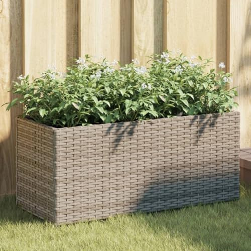 Générique Jardinière avec 2 Pots Gris 72x30x32 cm résine tressée,Maison & Jardin,Pelouses & Jardins,Jardinage,Pots & Cache-Pots,Gris,4.3 KG,366424