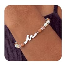 Dochais Boho Armband Damen Silber Verstellbare Perlenarmband Bunt Naturstein Armband Edelstahl Armbänder Silber Zierliches Armbänder Sommer Schmuck Geburtstags Geschenk